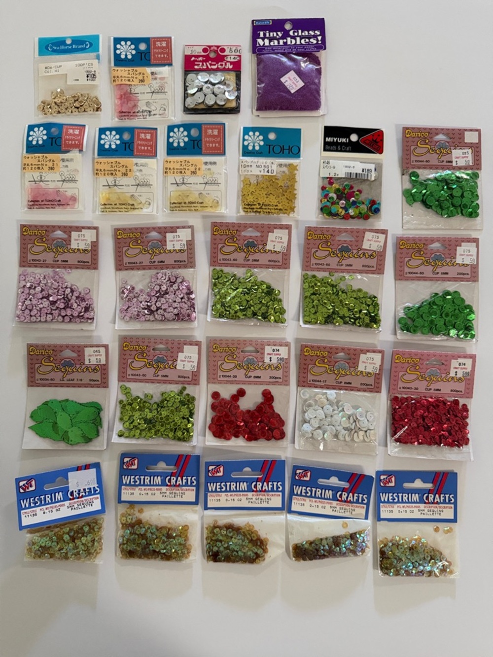 NOS Lot of 25 Vintage Sequins Darice Westrim Crafts Toho and Others